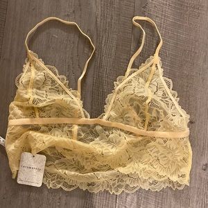 Free People Yellow Lace Bralette